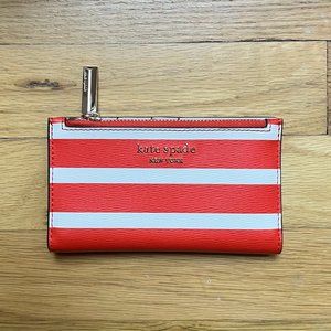 Kate Spade Orange Striped Small Slim Bifold Wallet
